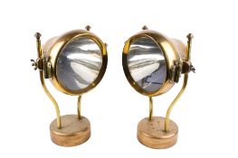 A pair of vintage Browns Brothers Ltd 'Duco' brass vehicle headlamps.