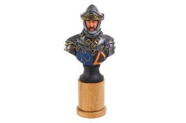 A painted cast resin bust of Sir Edmund de Thorpe.