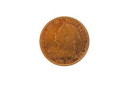 An 1893 half sovereign coin. Weight 3.