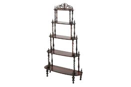 A Victorian rosewood whatnot five tiered stand.