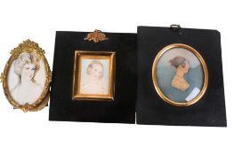 Two 19th century and later miniature portrait paintings.