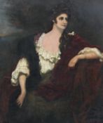 A late 19th century oil on canvas portrait of a young woman. Signed 'M.E.