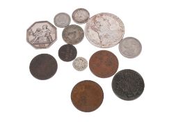 A collection of assorted 19th and 20th century world coins.