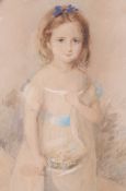 A Victorian watercolour pencil sketch of a young girl.