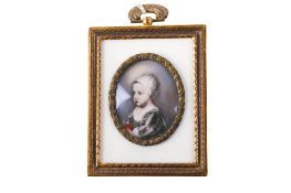 A 19th century portrait miniature on ivory of a young girl.