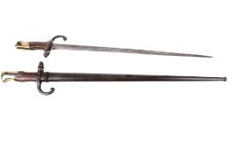 Two late 19th century French model 1874 gras bayonets.