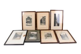 Nicol Laidlaw (1886 - 1929) seven 20th century etchings of architecture mostly of Victorian London.