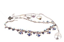 A collection of costume jewellery. Comprising a silver pendant and chain set with an amethyst, 7.