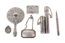An assortment of silver and white metal.