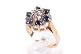 A 9ct gold and sapphire dress ring.