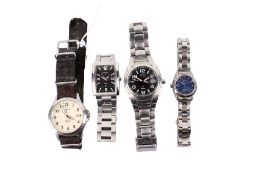 Three contemporary wristwatches.