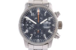Fortis Fleiger Chronograph 'pilots' stainless steel wristwatch.