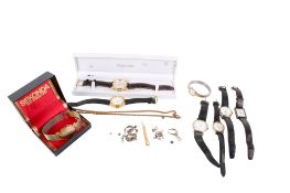 A collection of wristwatches and jewellery.