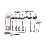 A collection of Georgian and Victorian silver cutlery.