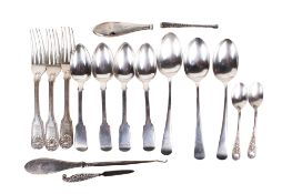 A collection of Georgian and Victorian silver cutlery.