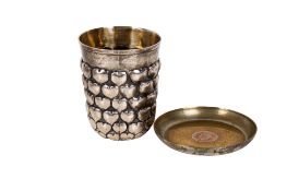 A German silver beaker and a coin dish.