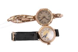 Two ladies' vintage 9ct gold cased wristwatches.