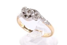 A yellow metal diamond ring. Set with single cut diamonds of 0.04 carats estimated total weight.