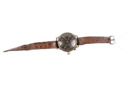 A Hanhart WWII German Luftwaffe Pilots single push chronograph wristwatch.