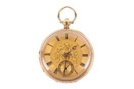 An 18ct yellow gold hallmarked open face pocket watch, boxed.
