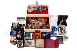 Including a West German necklace, pairs of beaded earrings, a pair of tigers eye drop earrings,