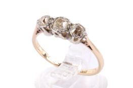 A 9ct gold and colourless stone ring.