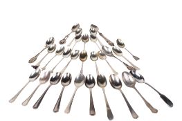 A group of Victorian and later English and Continental silver and silverplated teaspoons.