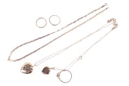 A small group of 9ct gold and yellow metal jewellery.