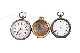 Three Victorian and later ladies' fob watches.