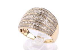 A yellow metal and stone dress ring.