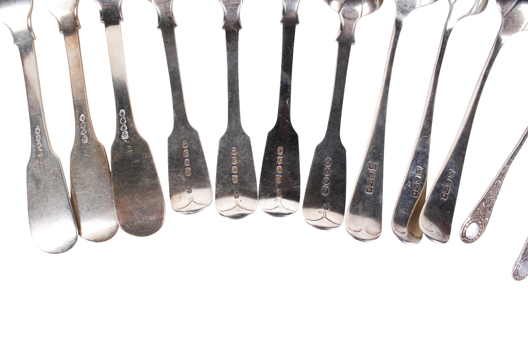 A collection of Georgian and Victorian silver cutlery. - Image 2 of 2