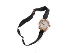 A vintage lady's wristwatch engraved Breguet , the textured dial with Arabic numerals,