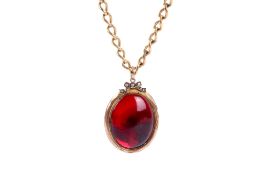 A 19th century gold pendant and chain.