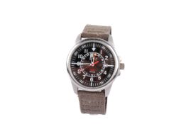 A Citizen Eco Drive military style wristwatch.