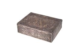 A late 19th century embossed silver cigarette box.