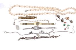 A small group of gold and costume jewellery.