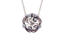 A Georg Jensen silver and moonstone pendant.