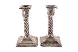 A pair of Victorian silver library candlesticks. Marked Hawksworth, Eyre & Company Ltd.