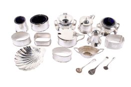 A group of small silver and silverplated table items.