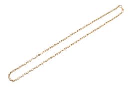 A 9ct gold gold chain necklace. Hallmarked, L50cm, weight 18.8g.