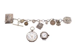 A small group of silver and silverplated jewellery and watches.