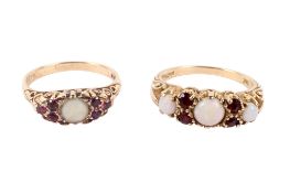 Two late 20th century hallmarked 9ct gold rings.