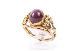 An 18ct gold and ruby ring.
