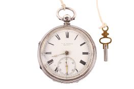 A Victorian silver cased pocket watch. With black Roman numerals and subsidiary dial, marked W.B.