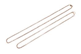 Two 9ct gold chain necklaces.