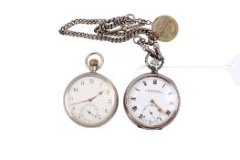 Two silver and silverplated pocket watches.