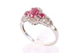 A 14ct gold, ruby and diamond dress ring by Kallati.