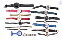 A collection of ladies' and gentlemen's wristwatches.