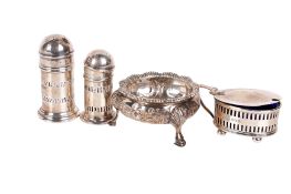 Four silver table pots.