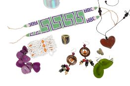 A small group of Brazilian beaded jewellery and other items.